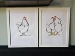 2 ZEEFDRUKKEN - KIPPEN - ELLEN MEUWESE 2000, Antiek en Kunst, Kunst | Litho's en Zeefdrukken, Ophalen of Verzenden
