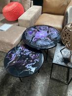 Epoxy salontafels met spacy design, Ophalen of Verzenden, Zo goed als nieuw, Rond, Minder dan 50 cm