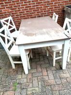 eettaffel met 4 stoelen, Ophalen, Gebruikt, Vierkant, 50 tot 100 cm