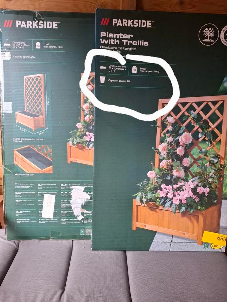 2 Parkside Plantenbak met Trellis - Nieuw in doos!, Tuin en Terras, Tuinvazen, Nieuw, Ophalen of Verzenden