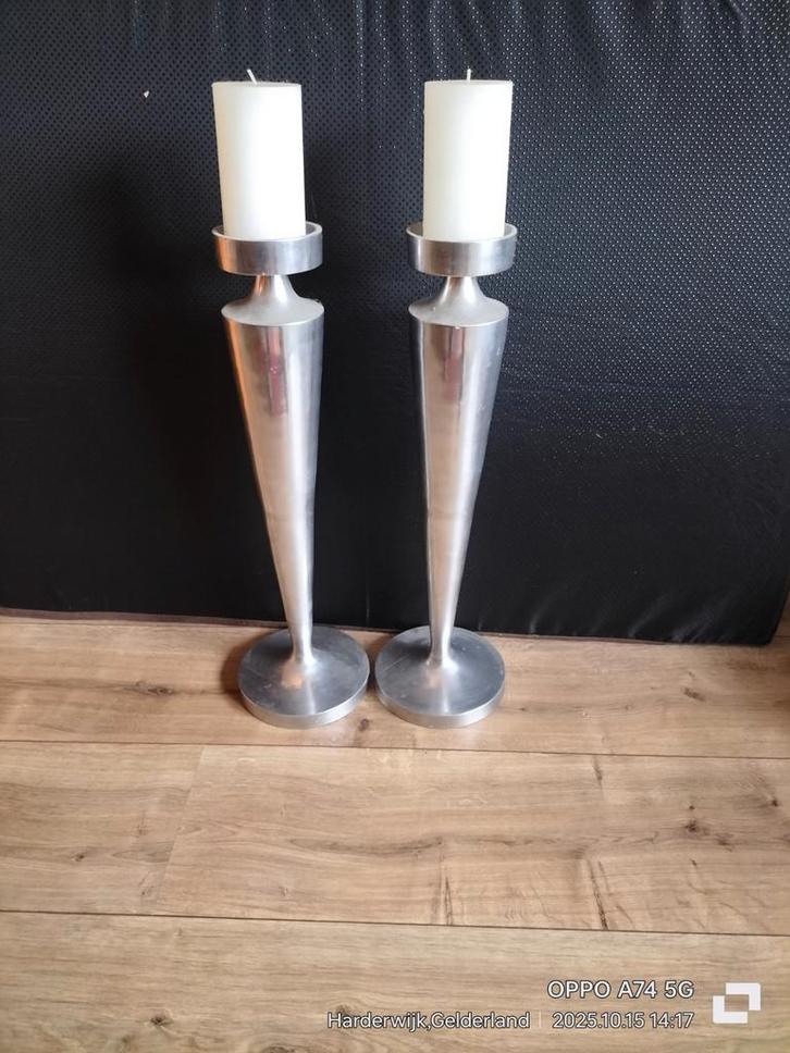 Set van 4 Kandelaars - 28, 32 & 50 cm, Huis en Inrichting, Woonaccessoires | Kandelaars en Kaarsen, Gebruikt, Kandelaar, 25 tot 50 cm