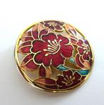 Cloisonnee broche met bloemmotief, Overige materialen, Zo goed als nieuw, Verzenden