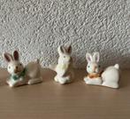 Set van 3 vintage porseleinen beeldjes konijntjes/ haasjes, Ophalen of Verzenden