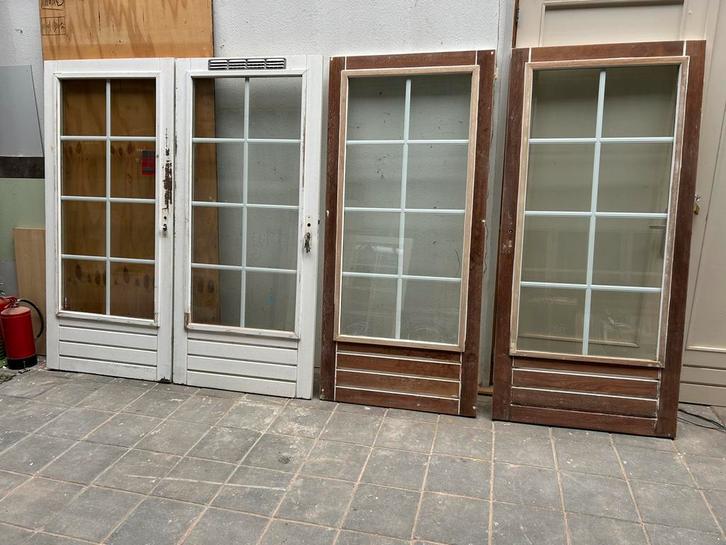 Hardhouten deuren 4 X, Doe-het-zelf en Verbouw, Deuren en Horren, Gebruikt, Buitendeur, 200 tot 215 cm, 80 tot 100 cm, Hout, Ophalen