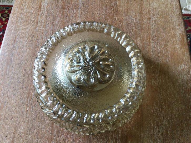 Vintage Plafondlamp Amberkleurig Glas, Huis en Inrichting, Lampen | Losse lampen, Gebruikt, Overige typen, E27 (groot), Ophalen of Verzenden