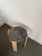 Bijzettafel Marmer Blad Zwart & FSC Hout, 45 tot 60 cm, Minder dan 55 cm, Gebruikt, Rond