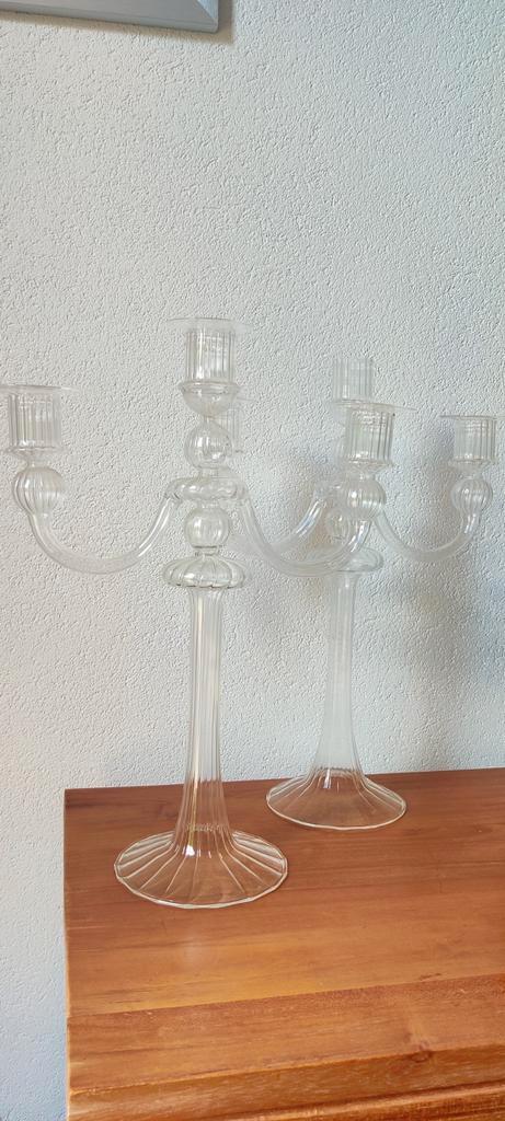 Kandelaars glas zeer dun geblazen candelabra murano?, Huis en Inrichting, Woonaccessoires | Kandelaars en Kaarsen, Zo goed als nieuw