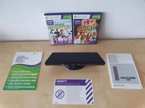 Kinect, Xbox 360, 2 kinect games en sensor calibration card, Spelcomputers en Games, Spelcomputers | Xbox 360, Zo goed als nieuw