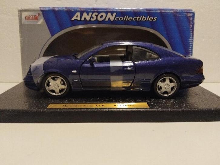 Mercedes Benz CLK coupe AMG blauw Anson metal 1:18 KRD, Hobby en Vrije tijd, Modelauto's | 1:18, Zo goed als nieuw, Auto, Anson