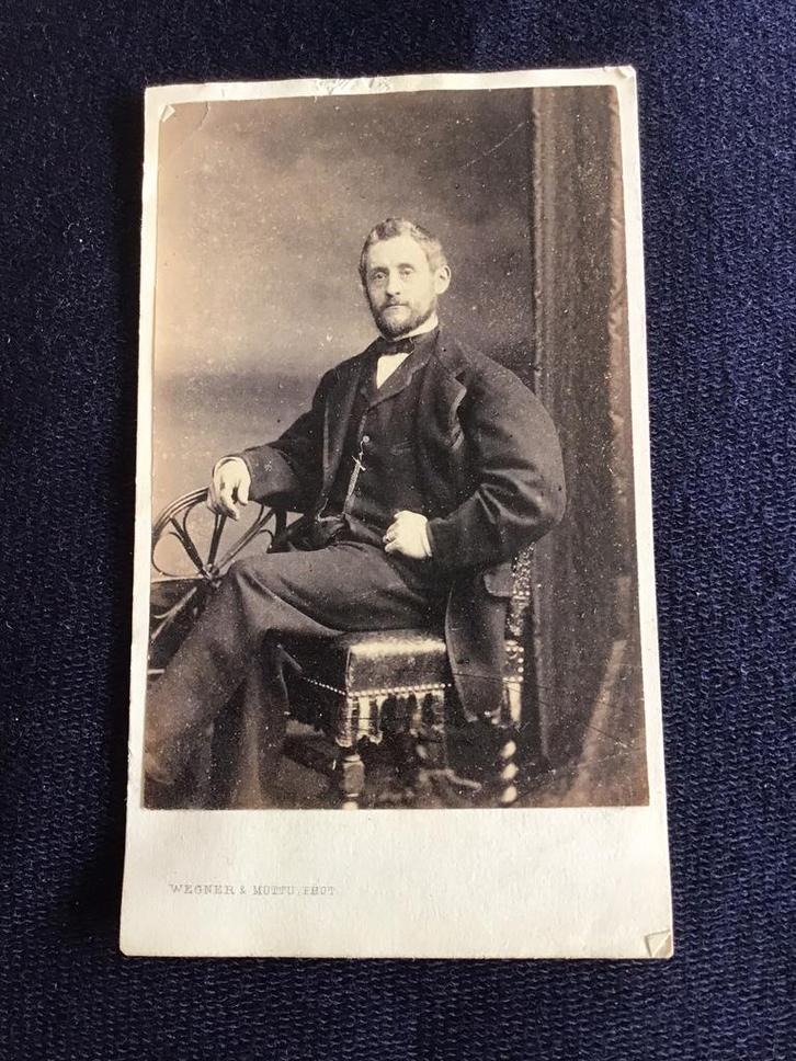 CDV, Man, Wegner & Mottu, Amsterdam, zeer oud, dun karton, Verzamelen, Foto's en Prenten, Gebruikt, Foto, Voor 1940, Ophalen of Verzenden