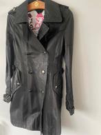 Leren jas/ leren trenchcoat maat 34 - Nieuw, Ophalen of Verzenden, Zo goed als nieuw, Maat 34 (XS) of kleiner, Zwart
