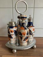 Engels olie- & azijnstel / cruetset Imari, Overige typen, Ophalen of Verzenden, Overige stijlen, Glas