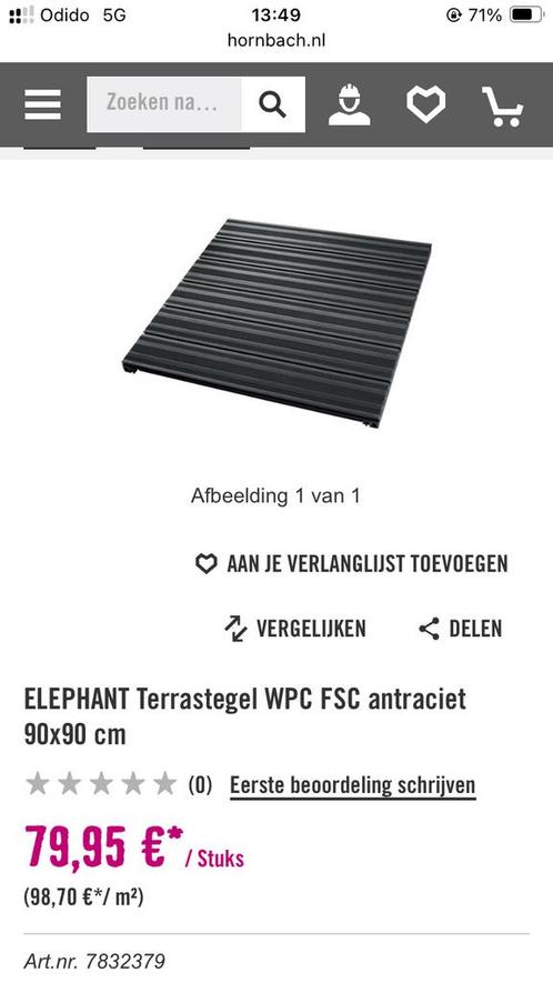 40 stuks elephant terrastegels van de Hornbach, Tuin en Terras, Terrasdelen en Vlonders, Gebruikt, Kunststof, Ophalen