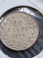 Nederland: een hele mooie zilveren 10 cent munt uit 1906, Postzegels en Munten, Munten | Nederland, Zilver, Ophalen of Verzenden