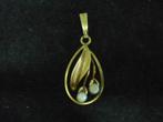 1 ketting hanger goud 585 met 2 echte parels 2.3 gram hangl., Gebruikt, Overige voorstellingen, Ophalen of Verzenden, Goud