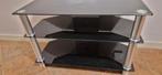 Zwarte glazen tv meubel met Chrome poten. Teab!!, Ophalen, 50 tot 100 cm, Zo goed als nieuw, Minder dan 100 cm