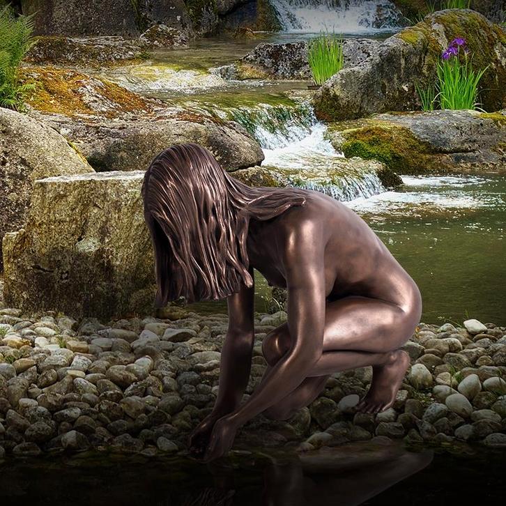 Garden Lady of the Lake Bronze – Tuinbeeld Lengte 78 cm, Verzamelen, Beelden en Beeldjes, Nieuw, Overige typen, Ophalen