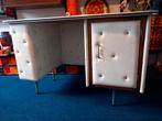Vintage wit bureau gecapitonneerd (skai) leer, Ophalen, Gebruikt, Bureau
