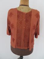 Dames vintage blouse Flyingpeacock 1maat Z.G.A.N., Kleding | Dames, Blouses en Tunieken, Bruin, Ophalen of Verzenden, Zo goed als nieuw