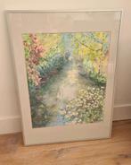 Prachtige aquarel Monet stijl in aluminium lijst, Ophalen