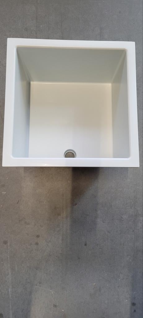 Crème-witte kunststof wasbak 35x35cm, Ophalen of Verzenden