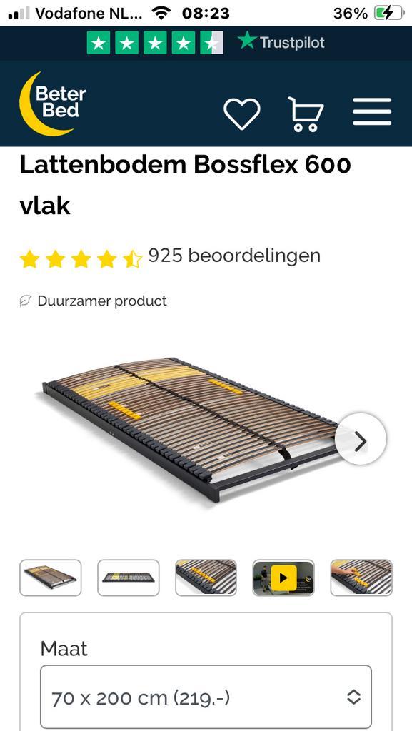 Lattenbodem Bossflex 600 - 70x200, Huis en Inrichting, Slaapkamer | Matrassen en Bedbodems, Zo goed als nieuw, Bedbodem, 70 cm of minder