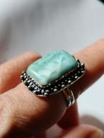 Mooie zilveren 925 ring met larimar maat 18, Sieraden, Tassen en Uiterlijk, Ringen, 18 tot 19, Blauw, Nieuw, Ophalen of Verzenden