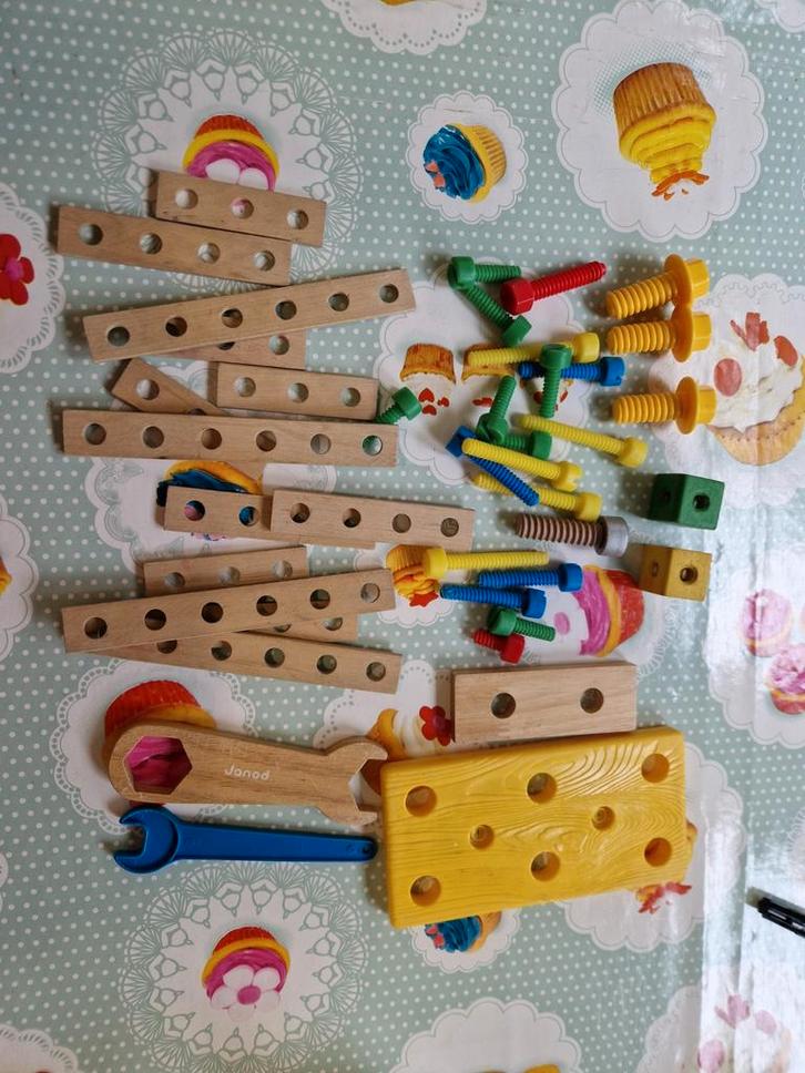 Houten Kindergereedschap Janod, Kinderen en Baby's, Speelgoed | Bouwstenen, Gebruikt, Overige merken, Ophalen of Verzenden