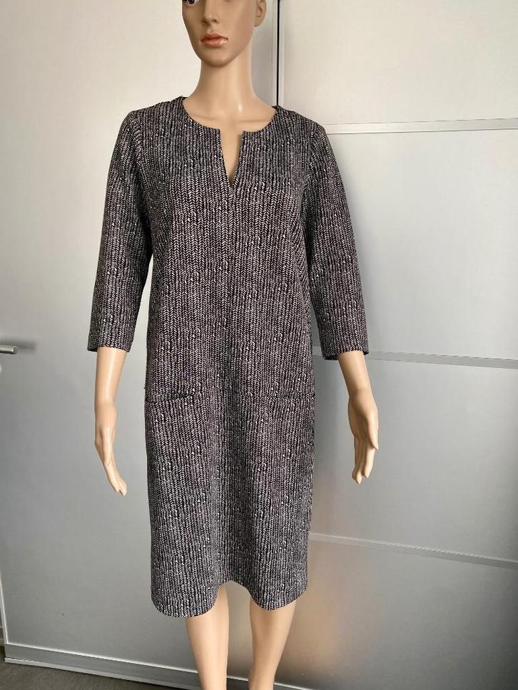 G587 Summum mt. 36=S jurk jurkje zwart/wit, Kleding | Dames, Jurken, Zo goed als nieuw, Maat 38/40 (M), Zwart, Knielengte, Ophalen of Verzenden