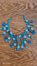 Vintage Handgemaakte Ketting blauw,wit, Sieraden, Tassen en Uiterlijk, Kettingen, Ophalen of Verzenden, Nieuw, Blauw, Overige materialen