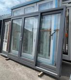 Hardhouten schuifpui met 2 schuifdeuren 4 vakken, Ophalen, Schuifdeur, Glas, 120 cm of meer