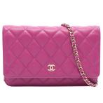 Chanel Wallet On Chain Bag Caviar Pink Purple Gold Hardware, Ophalen of Verzenden, Zo goed als nieuw, Roze, Schoudertasje