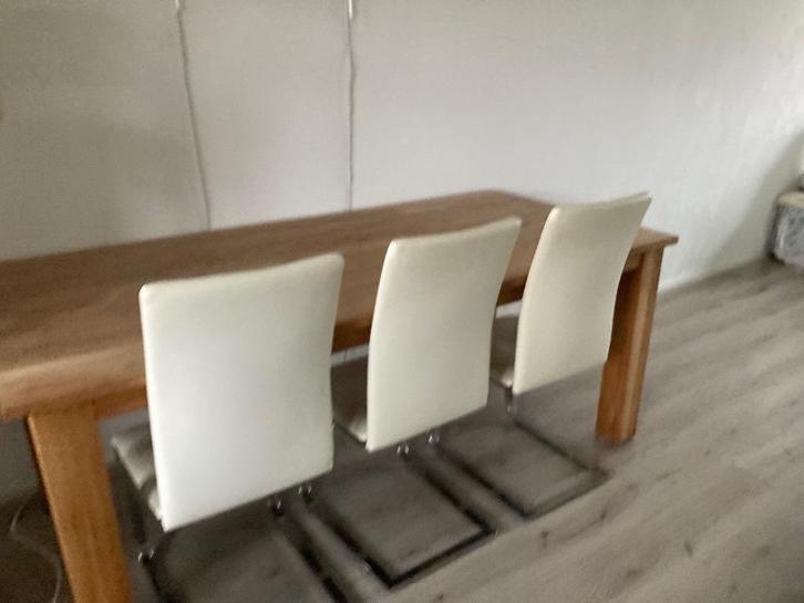 Eettafel 8 personen - massief onbehandeld teak, Huis en Inrichting, Tafels | Eettafels, Gebruikt, 50 tot 100 cm, 150 tot 200 cm