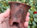 Bonsai Cascade pot handgemaakt bruin ongeglazuurd 7,9x7,4, Rond, Nieuw, Ophalen of Verzenden, Aardewerk
