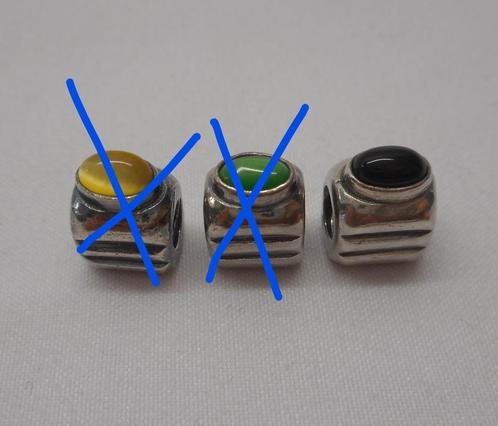 Zilveren Bacio bedel met zwarte steen  nr.1289, Sieraden, Tassen en Uiterlijk, Bedels, Zo goed als nieuw, Overige merken, Zilver