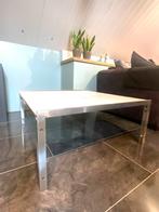Zeldzame, Vintage Design, Marmer/Stalen Salontafel, Huis en Inrichting, Tafels | Salontafels, Ophalen, 50 tot 100 cm, Vierkant