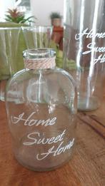 2 Glazen Decoratie Flessen 'Home Sweet Home', Ophalen of Verzenden, Zo goed als nieuw