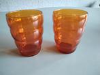 Oranje glazen, ook leuk voor waxinelichtje, Tuin en Terras, Bloempotten, Overige materialen, Rond, Ophalen of Verzenden, Zo goed als nieuw