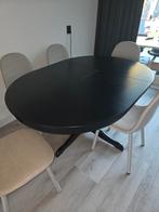 Zwarte eettafel ikea + 5 Jysk stoelen, Ophalen, 50 tot 100 cm, Zo goed als nieuw, Vijf personen of meer