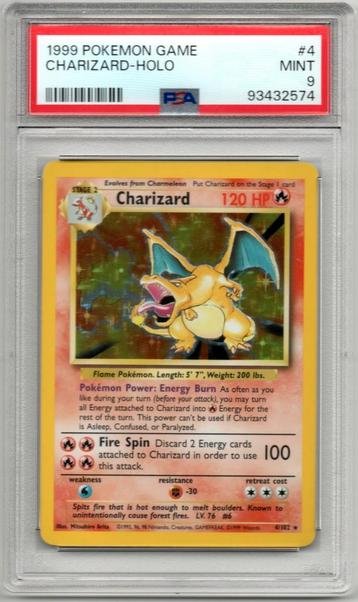 Charizard Holo Psa 9 base set 1999 unlimited beschikbaar voor biedingen