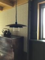 Vintage zwarte schalenlamp Deens design jaren 60 Ø50 cm XL, Huis en Inrichting, Lampen | Hanglampen, Gebruikt, Ophalen of Verzenden