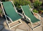 Set Franse ligstoelen | Vintage houten tuinstoelen, Ophalen, Gebruikt, Baambrugge, Info@babuschka.nl
