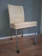 3 eetkamerstoelen, leer, crème-wit, Ophalen, Gebruikt, Drie, Wit