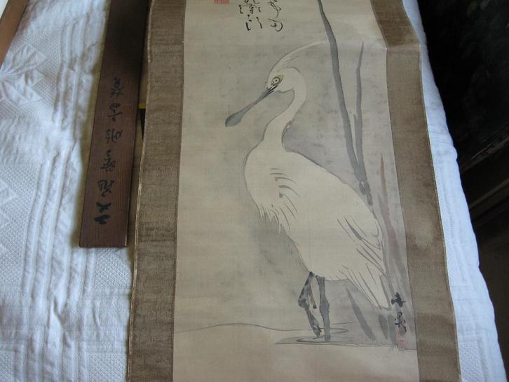 Orig Rolschildering lepelaar kakejiku Tani Bunchô Japan 1850, Antiek en Kunst, Kunst | Niet-Westerse kunst, Ophalen