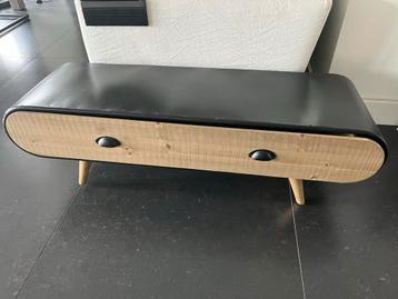 Metalen kastje met houten lade - 120x37x37 cm beschikbaar voor biedingen