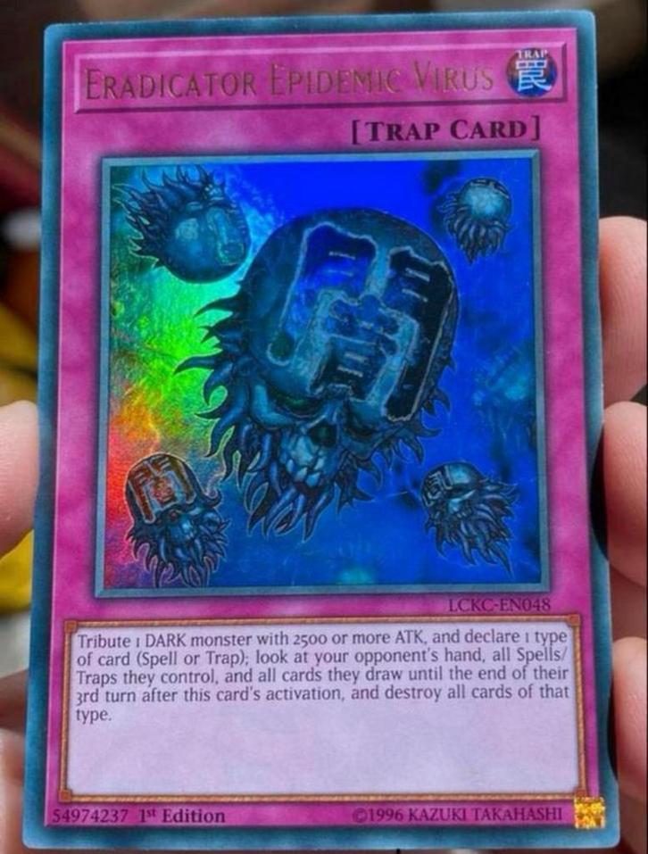 Yu-Gi-Oh! Eradicator Epidemic Virus LCKC 1st Edition !, Hobby en Vrije tijd, Verzamelkaartspellen | Yu-gi-Oh!, Zo goed als nieuw