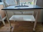 Antieke wastafel met marmeren blad, Huis en Inrichting, Badkamer | Badkamermeubels, Ophalen, Gebruikt, 50 tot 100 cm, Minder dan 100 cm