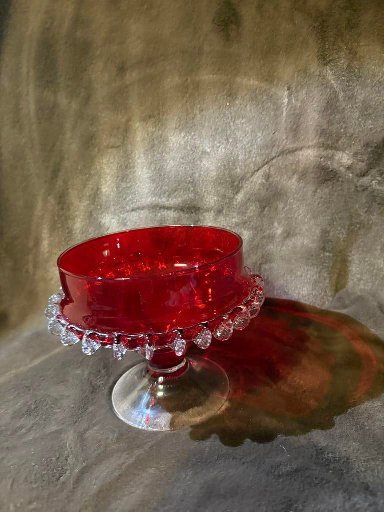 Murano Glas Bonbonnière - Rood, Gebruikt, Overige typen, Ophalen of Verzenden, Glas