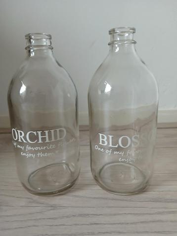   2 glazen bloemvaasjes, hoogte plm. 19 cm, samen 1 euro beschikbaar voor biedingen
