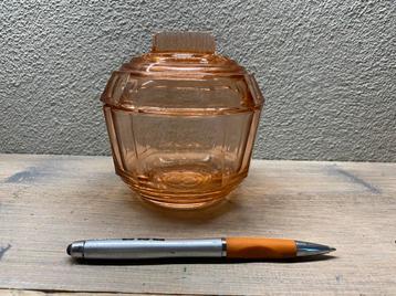 Rosaline roze glazen suikerpot snoepschaal deksell beschikbaar voor biedingen